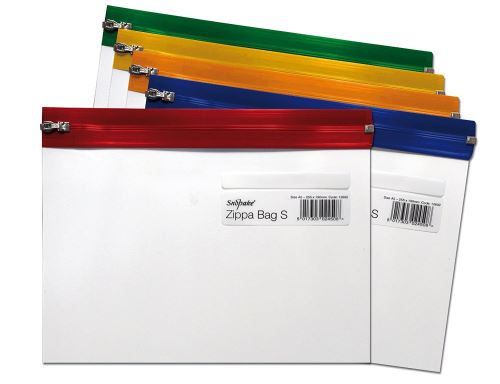 Snopake Lot de 5 pochettes zippées S Transparent/assortiment de couleurs 255 x 190 mm A5