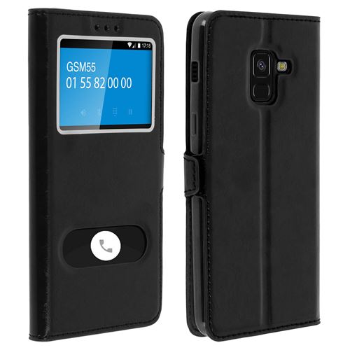 Etui Housse double fenêtre Flip Noir pour Samsung Galaxy A8 (2018)