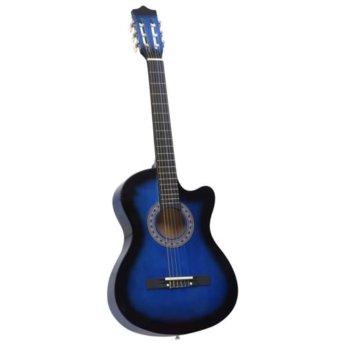 vidaXL Guitare découpée classique occidentale 6 cordes Bleu ombré 38