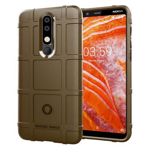 Coque en TPU grille carrée anti-chocs marron pour votre Nokia 3.1 Plus