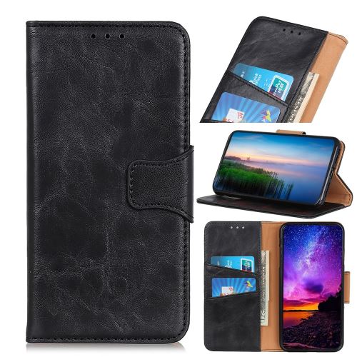 Etui en PU fente de peau de cheval fou avec support noir pour votre OPPO A91/F15