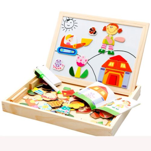 Enfants Jigsaw en bois Tableau magnétique Puzzle Jeux multi-fonctionnels Jouets éducatifs Pealer482
