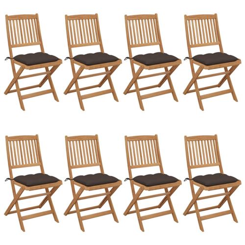 Chaises pliables de jardin lot de 8 avec coussins Bois d acacia