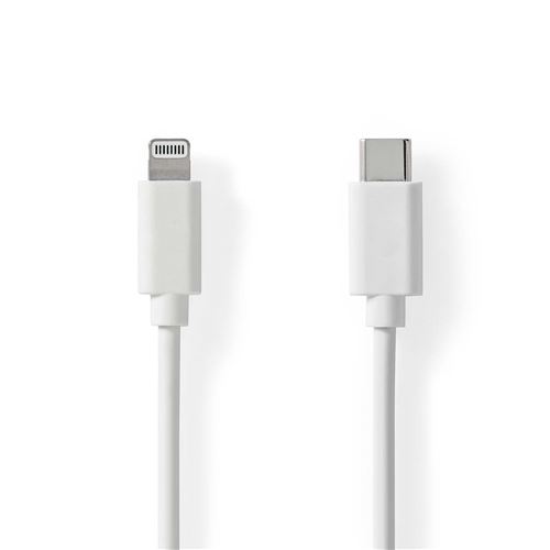 Non Communiqué Blanc Nedis Nedis Lightning Câble Usb 2.0 Apple Lightning À 8 Broches Usb-C Mâle 480 Mbps Plaqué Nickel 1.00 M Rond Pvc Label