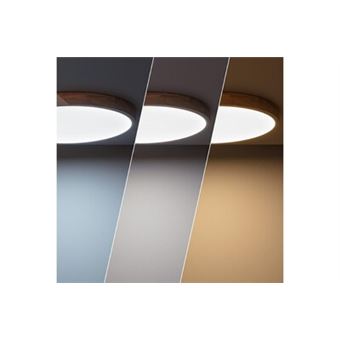 Plafonnier LED Rond Bois CCT Sélectionnable Semi-Dari 36W Ø500 mm ILUZZIA