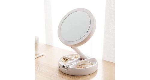 Non Communiqué Spaire Miroir Maquillage 10X Double Face Led Miroir Grossissant Pliable Pour Cosmétique Et Soin De Peau (Avec Câble De Données Usb)