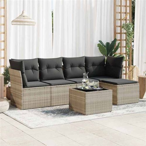 VIDAXL - Salon de jardin modulable - Résine tressée - Gris - 6 pièces - 5 personnes - Image 2