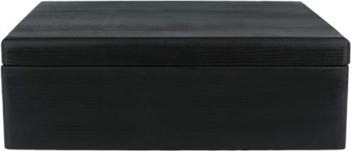 Creative Deco XL Boite Rangement en Bois à Décorer Noir, 40 x 30 x 14 cm  (+/- 1 cm), Couvercle et Poignées, Boîte Caisse Malle Coffre Outil, BRUT