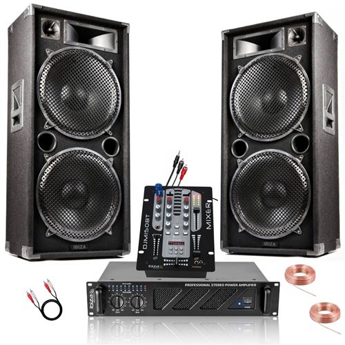 Ibiza sound - PACK Sono DJ IBIZA SOUND 2200W + PIEDS + CÂBLES ENCEINTES +  CÄBLE PC OFFERT - PA MIX DJ : : Instruments de musique et Sono