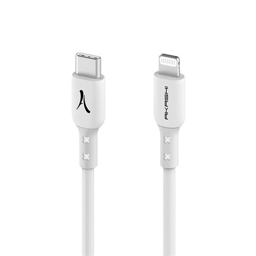 Câble USB-C vers Lightning Charge Rapide 3A Charge Synchro 3m Akashi Blanc