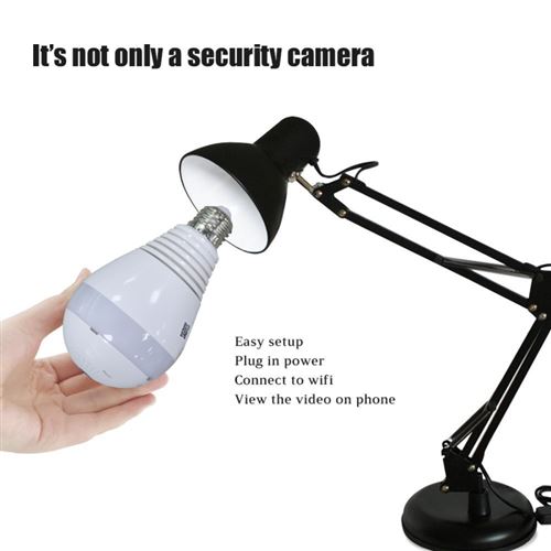 Ampoule caméra espion 360° infrarouge hd bidirectionnelle wifi