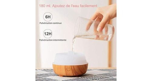 Diffuseur d'huiles essentielles et humidificateur – diffuseur de parfum aspect bois, éclairage 7 couleurs, minuterie, 300 ml - Et votre maison devient une oasis de bien-être