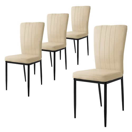 ML-Design Lot de 4 Chaises de Salle à Manger, Beige, en Velours Respirant et Doux,