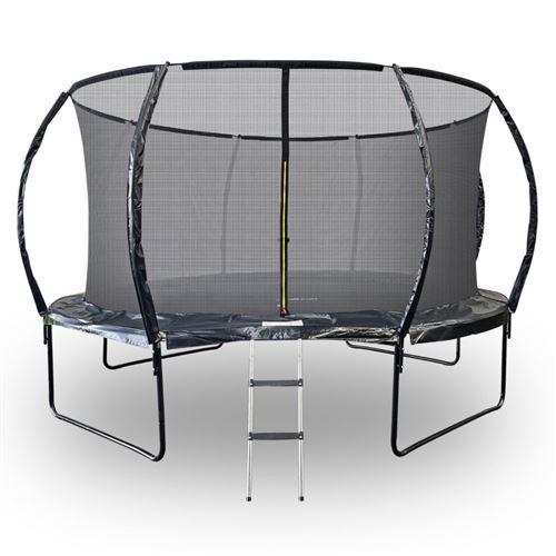 Trampoline 14ft &oslash; 427 cm noire avec echelle, protection et filet de s&eacute;curit&eacute; 