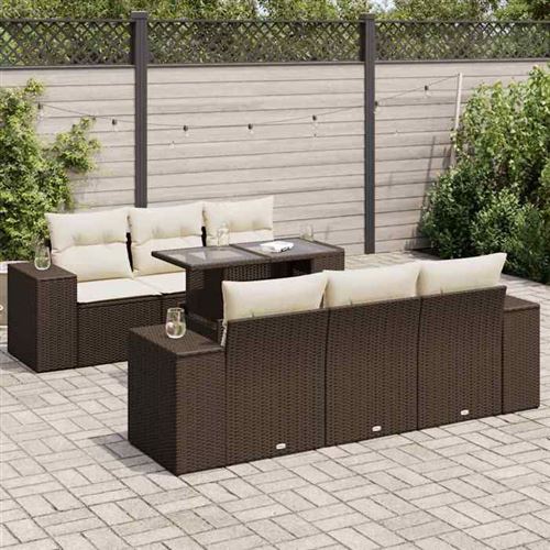 Non Communiqué Marron Salon De Jardin Modulable Vidaxl Rotin 7 Pieces 7 Personnes