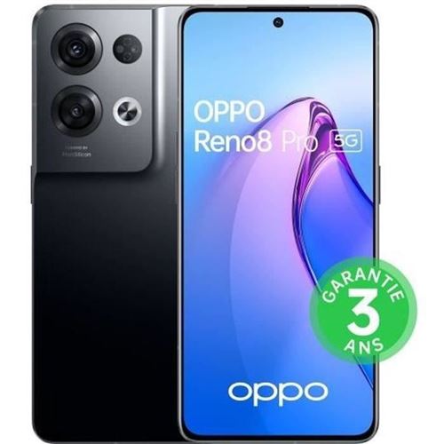 Oppo Smartphone Reno8 Pro - 256Go - 5G - Noir Glacé (2022) - Reconditionné - Etat Correct