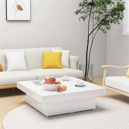 VIDAXL - Table basse - Moderne - Blanc Brillant - 90x90x28 cm - Image 2
