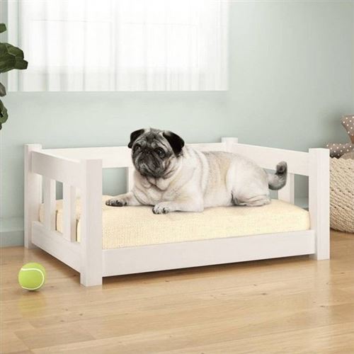 Meilleurs prix pour Lit pour chien Blanc 65,5x50,5x28 cm Bois de pin solide