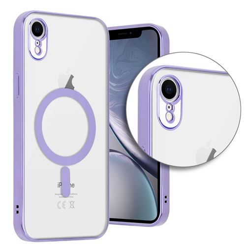 Coque iPhone 11 revêtement métallique Magsafe transparent (violet) 