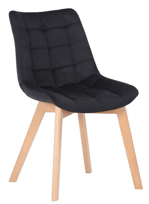 Chaise de salle à manger Passaic en velours avec pieds en Bois de hêtre , Noir