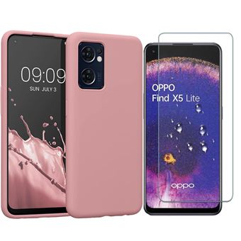 Pack Coque Silicone Rose + Verre Trempé Pour Oppo Find X5 Lite - Little Boutik - Neuf