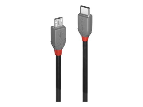 Lindy Anthra Line - Câble USB - 24 pin USB-C (M) pour Micro-USB de type B (M) - USB 2.0 - 3 m - rond - noir