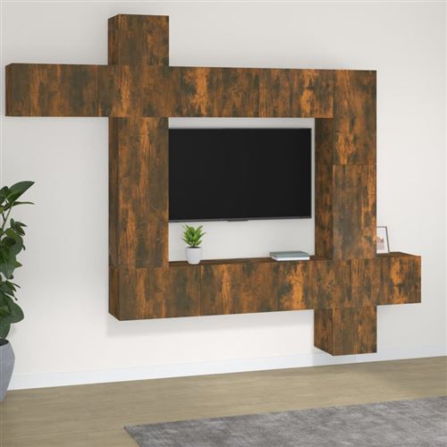vidaXL Ensemble de meubles TV 9 pcs Chêne fumé Bois d'ingénierie