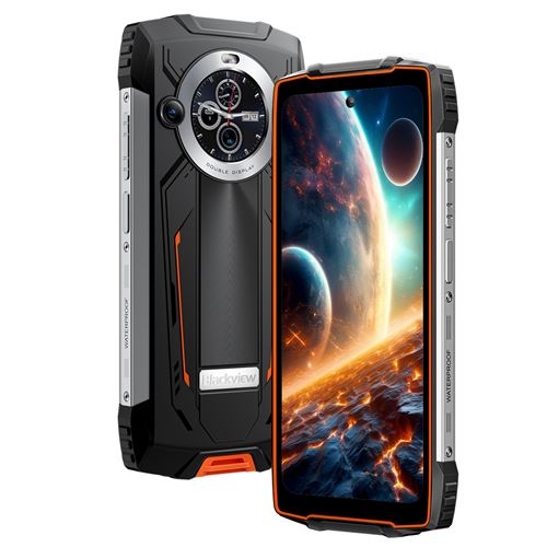 BLACKVIEW BV8200 Smartphone 6.5 36Go(12+24)+256Go 8800mAh (45W) Android 14 téléphone Dual SIM 4G-Orange (370g )