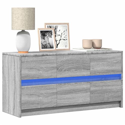 vidaXL Meuble TV avec LED sonoma gris 100x34x50 cm bois d'ingénierie