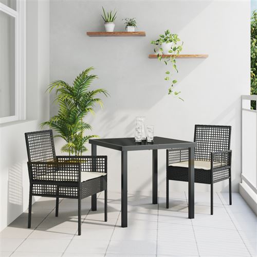 Vidaxl Noir Chaises De Jardin 2 Pcs Avec Coussins Poly Rattan - Image 3