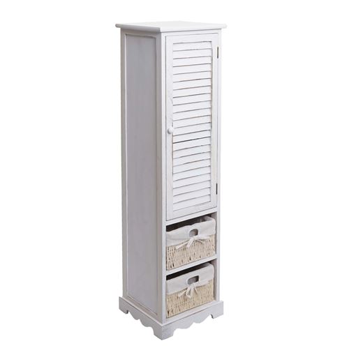 Commode de salle de bain MENDLER HWC-H20 120x27x29cm en bois massif shabby blanc