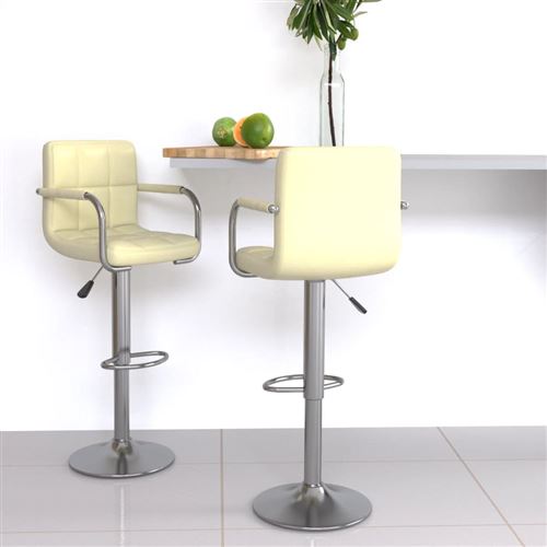 Vidaxl Tabourets De Bar Lot De 2 Crème Similicuir334597 - Image 3
