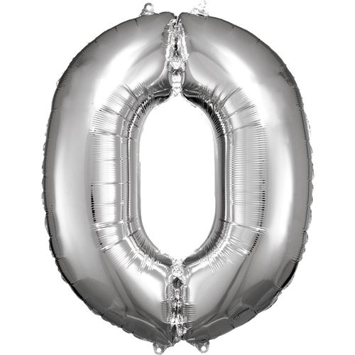 ballon aluminium chiffre 0 88cm argent - 9906285 AMSCAN