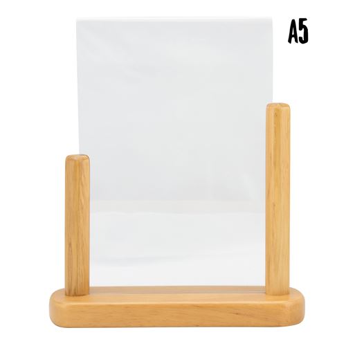 Porte affiche de table   Medium   Bois avec finition teck laqué   Securit