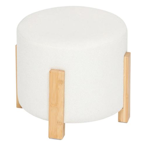 Non Communiqué Blanc Tabouret D'appoint Bouclette Bansa Atmosphera