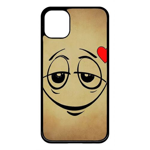 Coque My-Kase pour iPhone 11 - smiley amoureux - Plastique Noir