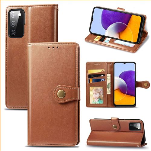 MPFRANCE Housse pour Samsung Galaxy A03S Marron [Porte Carte, etui portefeuille, boucle]