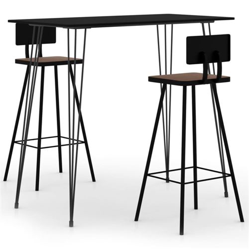 Non Communiqué Noir Vidaxl Ensemble De Bar 3 Pcs