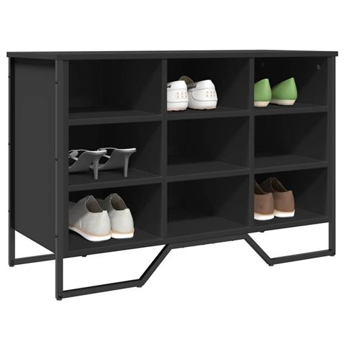 vidaXL Armoire à chaussures noir 90x38x61,5 cm bois d'ingénierie