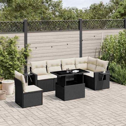Non Communiqué Noir Salon De Jardin Modulable Vidaxl Resine Tressee 7 Pieces 62.0 X 62 X 69 Cm 6 Personnes