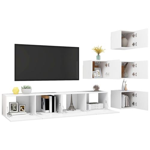 Non Communiqué Blanc Vidaxl Ensemble De Meuble Tv 6 Pcs Aggloméré
