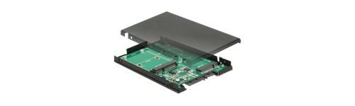 Delock 2.5 Converter SATA 22 pin > 1 x M.2 key B + 1 x mSATA - 9.5 mm - Contrôleur de stockage - mSATA M.2 - M.2 Card / mSATA - SATA 6Gb/s