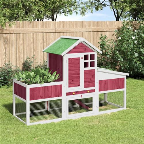 Meilleurs prix pour vidaXL Clapier rouge 170x63x113 cm bois de pin massif