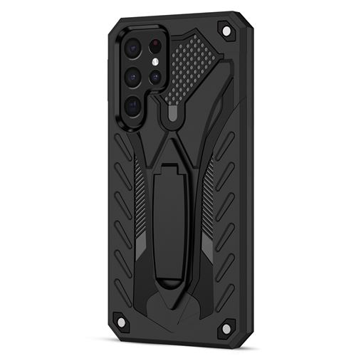Coque pour Samsung Galaxy S22 Ultra avec Support Pliable Etui Frusde Anti-poussière Anti-chute - Noir