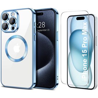 Coque Silicone Compatible MagSafe Pour IPhone 15 Pro Max - Bleu - Marque Little Boutik