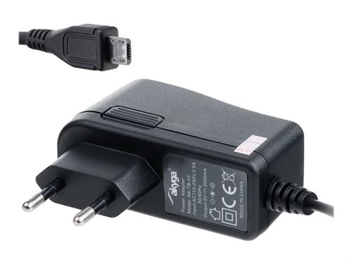 Akyga AK-TB-03 - Adaptateur secteur - 10 Watt - 2 A (Micro-USB de type B) - noir
