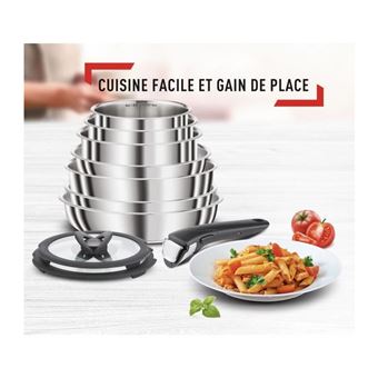 SEB L953SK04 COMPACT Batterie de cuisine 20 pieces inox induction, Poeles, Casseroles, Sauteuse, Couvercles, Spatules, Poignees