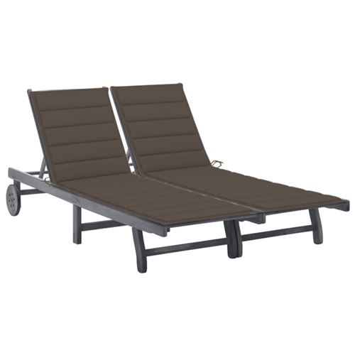 Non Communiqué Gris Chaise Longue De Jardin 2 Places Avec Coussin Acacia