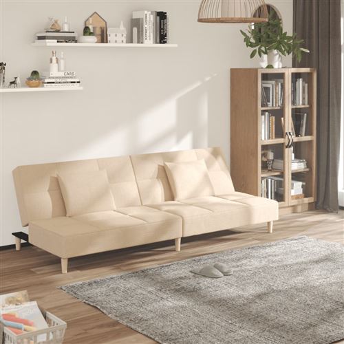 Non Communiqué Crème Vidaxl Canapé-Lit À 2 Places Avec Deux Oreillers Tissu