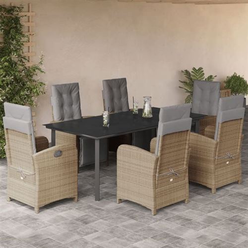 Non Communiqué Gris Vidaxl Ensemble À Manger De Jardin Avec Coussins 7 Pcs, Table Et Chaises Avec Dossier Et Repose-Pied Réglables 3212596